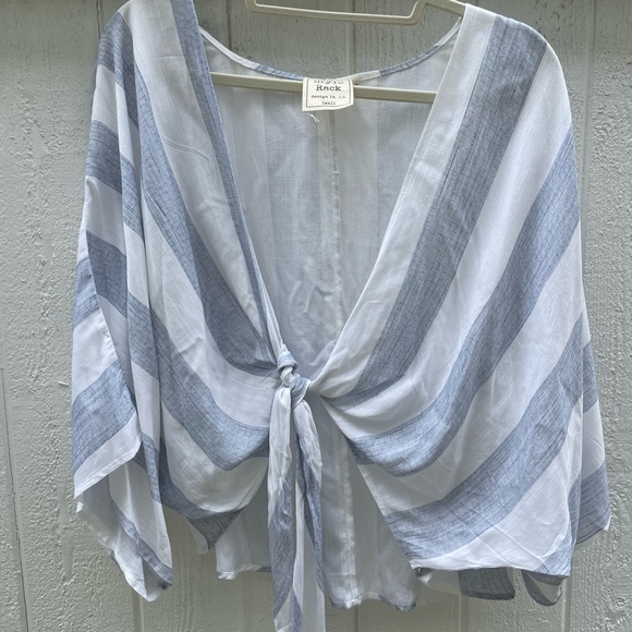 Striped Tie-Front Kimono Top - Picture 1 of 3